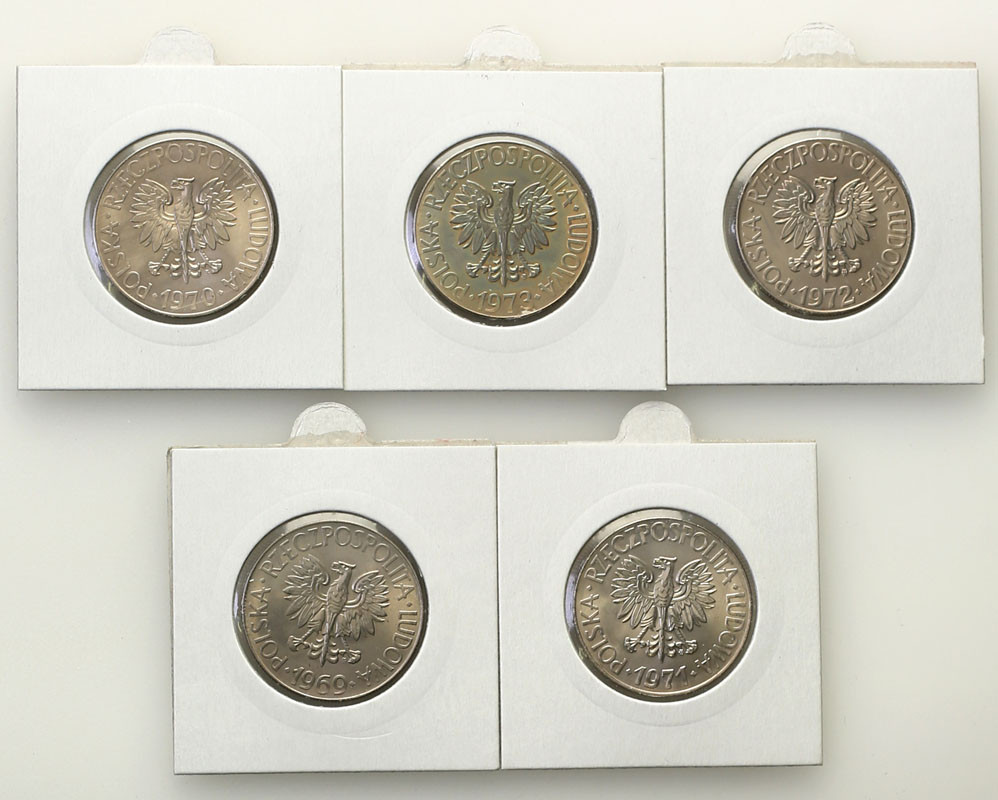 PRL. 10 złotych 1969-1973 Kościuszko, zestaw 5 monet